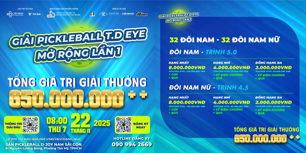 Giải PickleBall T.D Eye mở rộng lần 1