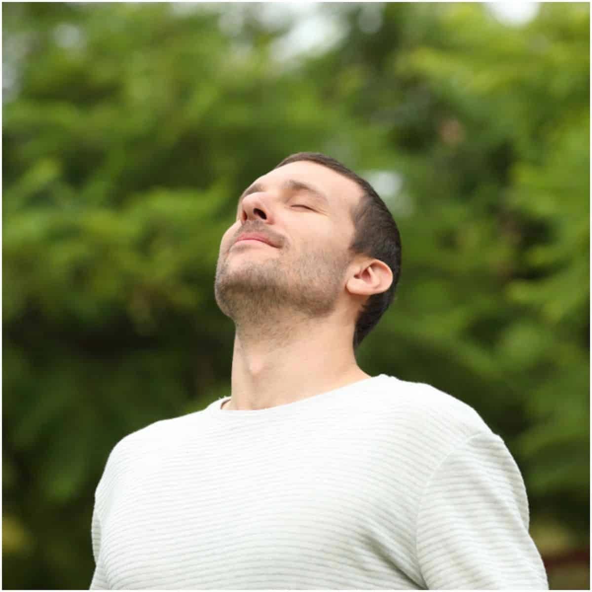 Simply closing your eyes and breathing deeply sends a safety signal to your brain.