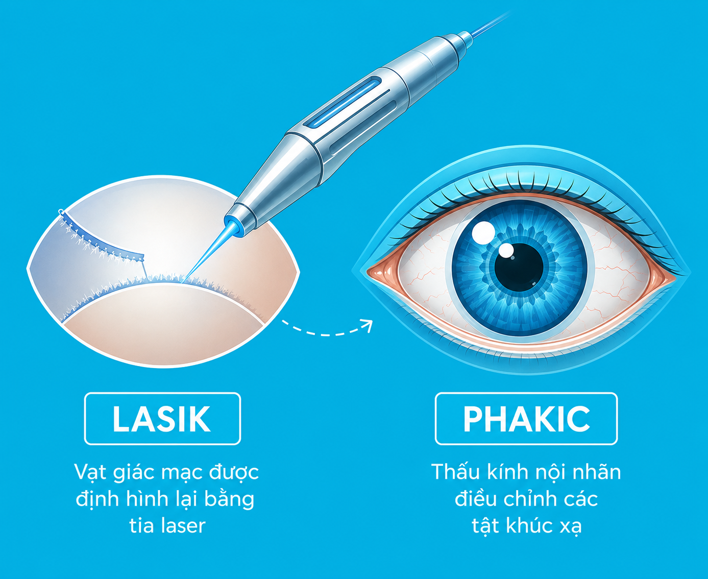 Sự khác nhau giữa phẫu thuật LASIK và PHAKIC ICL